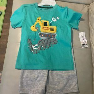 excavator shorts and tee